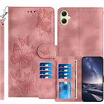 Samsung Galaxy A06 5G / Galaxy A07 5G / Galaxy A08 5G-pungcover med støttefunktion til 8 kort, trykt sommerfuglemønster, PU-lædercover med håndledsrem
