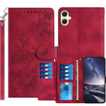 Samsung Galaxy A06 5G / Galaxy A07 5G / Galaxy A08 5G Plånboksfodral med stativ för 8 kort, tryckt fjärilsmönster, PU-läderfodral med handledsrem