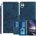Samsung Galaxy A06 5G / Galaxy A07 5G / Galaxy A08 5G-pungcover med støttefunktion til 8 kort, trykt sommerfuglemønster, PU-lædercover med håndledsrem