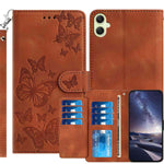Samsung Galaxy A06 5G / Galaxy A07 5G / Galaxy A08 5G Plånboksfodral med stativ för 8 kort, tryckt fjärilsmönster, PU-läderfodral med handledsrem