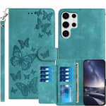 Samsung Galaxy S26 Ultra Plånboksfodral med 8 kortfack, tryckt fjärilsmönster, PU-läderfodral med handledsrem