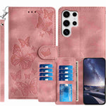 Samsung Galaxy S26 Ultra Plånboksfodral med 8 kortfack, tryckt fjärilsmönster, PU-läderfodral med handledsrem