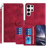 Samsung Galaxy S26 Ultra Plånboksfodral med 8 kortfack, tryckt fjärilsmönster, PU-läderfodral med handledsrem