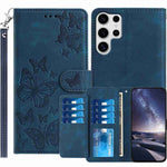 Samsung Galaxy S26 Ultra Plånboksfodral med 8 kortfack, tryckt fjärilsmönster, PU-läderfodral med handledsrem