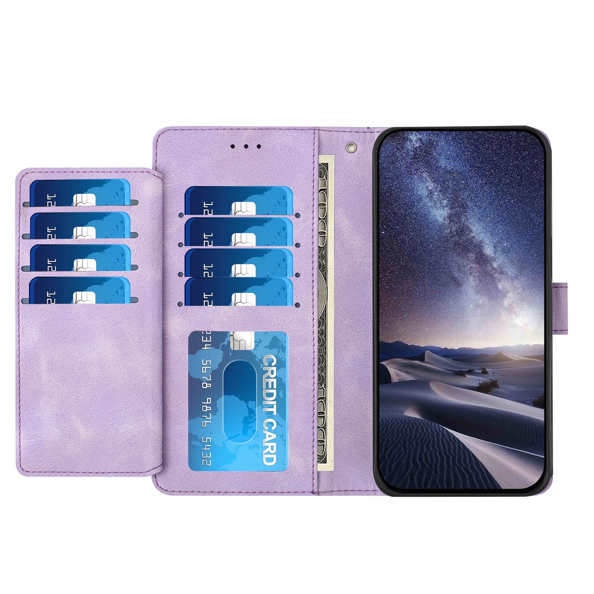 Samsung Galaxy S26 FE Plånboksfodral med 8 kortfack, tryckt fjärilsmönster, PU-läderfodral med handledsrem