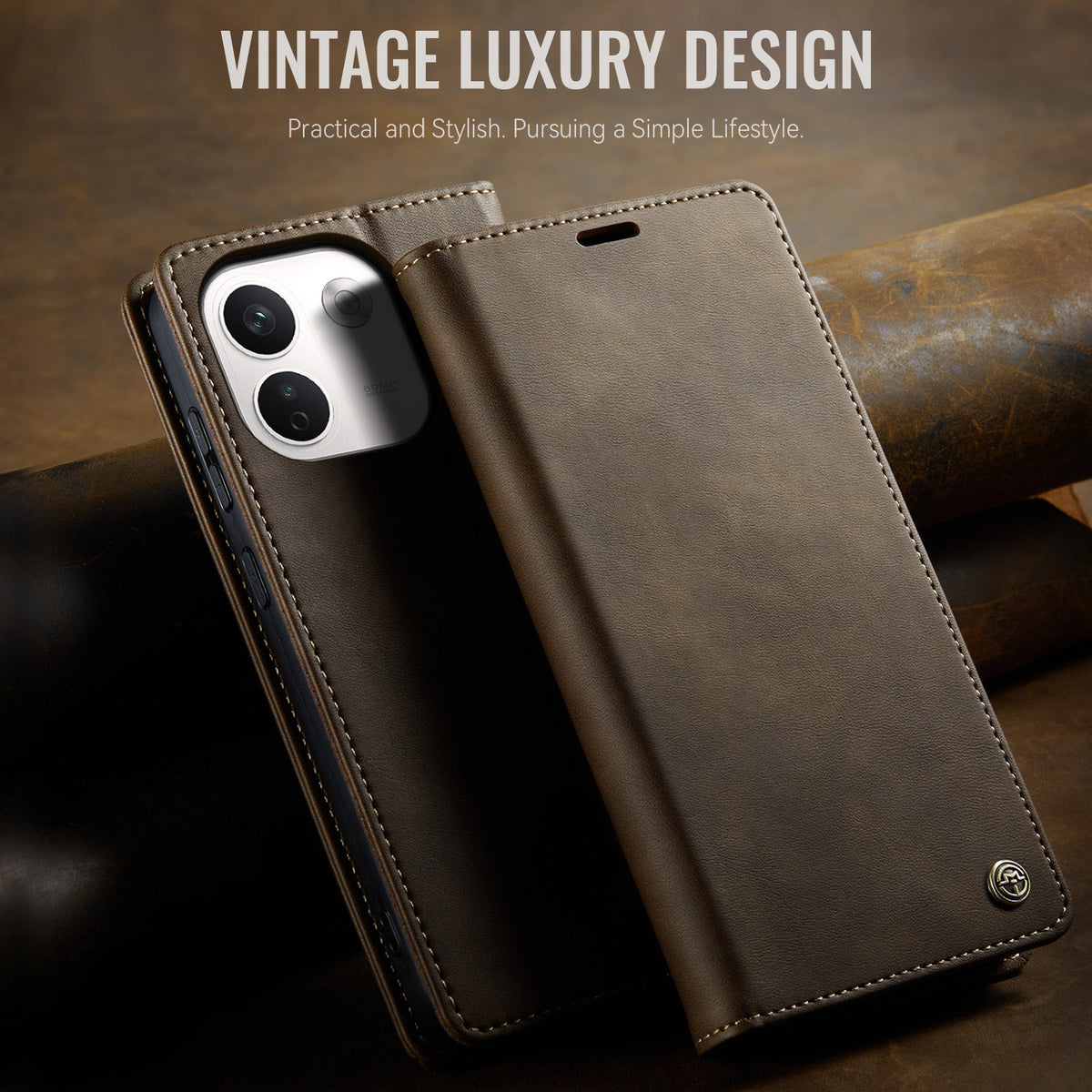 CASEME för Xiaomi Redmi Note 17 Pro Max 5G / Xiaomi Redmi Note 17 Pro+ 5G-skal 033-serien RFID-blockerande plånboksfodral i läder med kalvstruktur