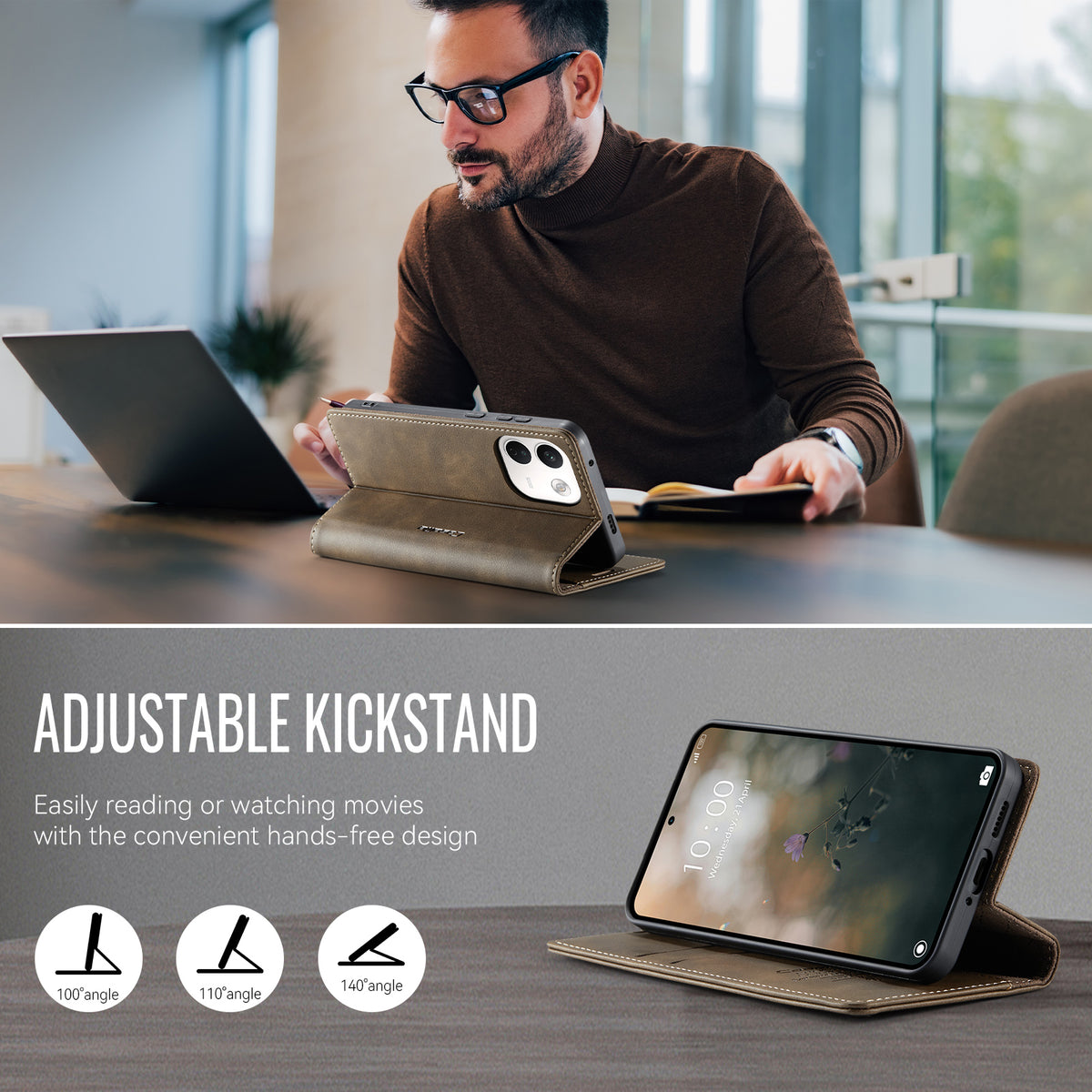 CASEME för Xiaomi Redmi Note 17 Pro Max 5G / Xiaomi Redmi Note 17 Pro+ 5G-skal 033-serien RFID-blockerande plånboksfodral i läder med kalvstruktur