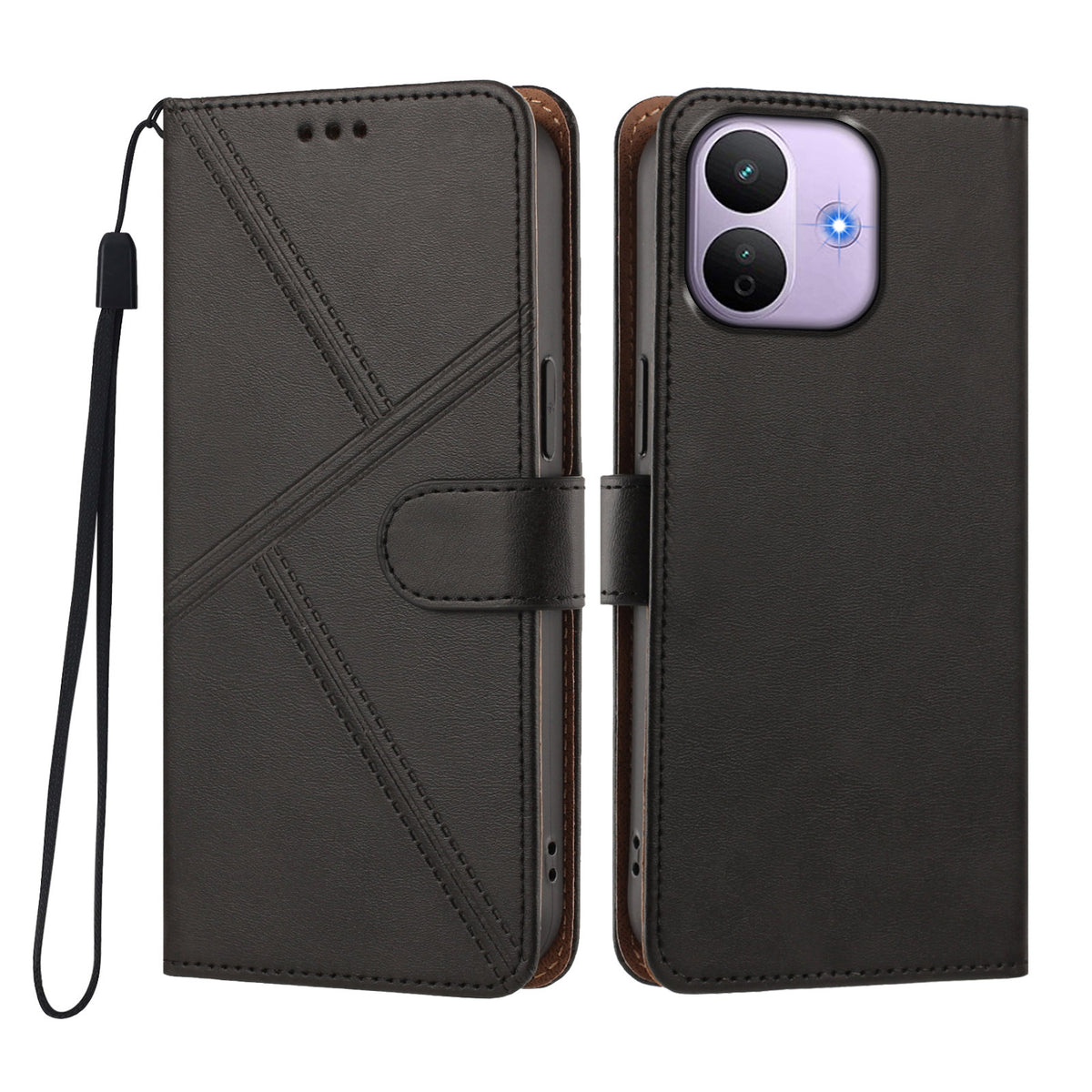 For Xiaomi Redmi Note 17 Pro 5G Case Diamond Stitch PU Leather Wallet Flip Phone Cover with Wrist Strap
