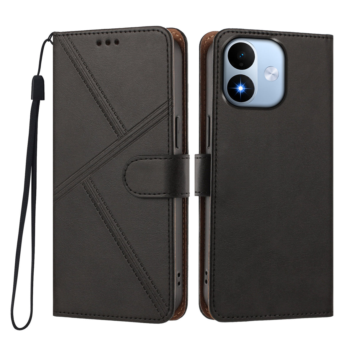 Xiaomi Redmi Note 17 5G (Global) / Xiaomi Redmi Note 17 (Indien/Kina) 5G / Xiaomi Redmi Note 17 4G (Global), etui i PU-læder med diamantsting, pung, foldbart mobil-etui med håndledsrem