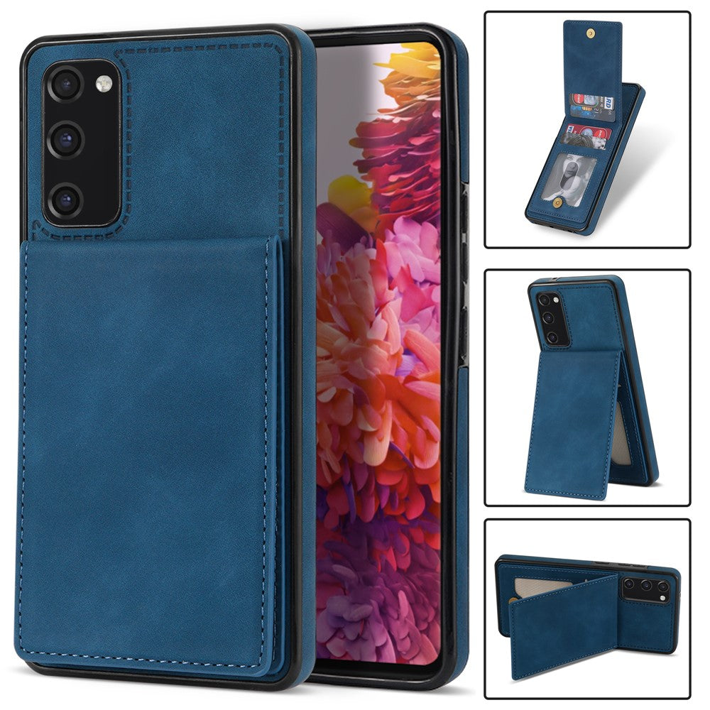 Back Cover for Samsung Galaxy S20 FE 4G / 5G / FE 2022 / S20 Lite, Solid Color Kickstand Phone Case RFID Blocking Multiple Card Slots Vertical Flip PU Leather Coated TPU Shell