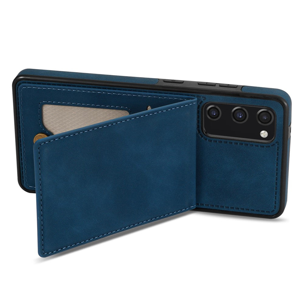 Back Cover for Samsung Galaxy S20 FE 4G / 5G / FE 2022 / S20 Lite, Solid Color Kickstand Phone Case RFID Blocking Multiple Card Slots Vertical Flip PU Leather Coated TPU Shell