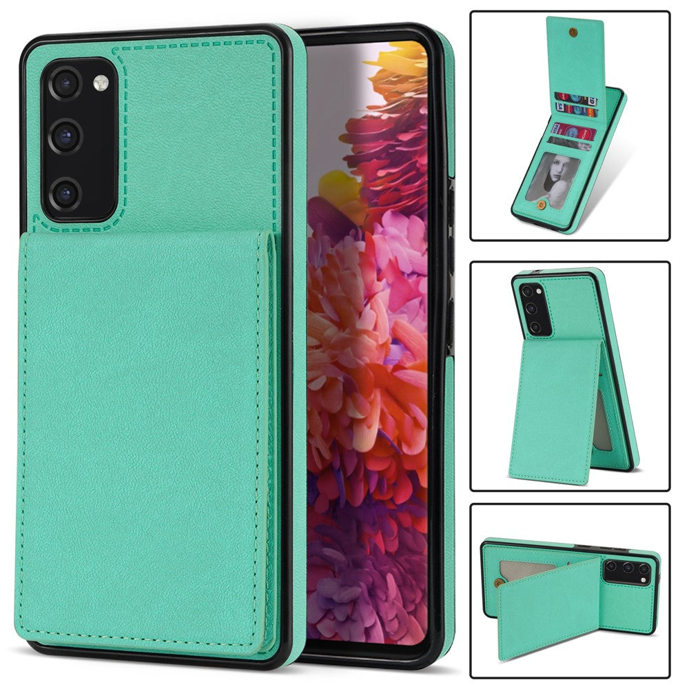 Back Cover for Samsung Galaxy S20 FE 4G / 5G / FE 2022 / S20 Lite, Solid Color Kickstand Phone Case RFID Blocking Multiple Card Slots Vertical Flip PU Leather Coated TPU Shell
