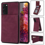 Back Cover for Samsung Galaxy S20 FE 4G / 5G / FE 2022 / S20 Lite, Solid Color Kickstand Phone Case RFID Blocking Multiple Card Slots Vertical Flip PU Leather Coated TPU Shell