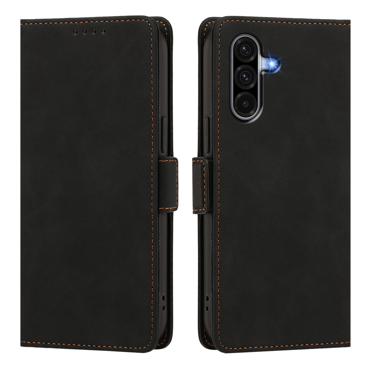 Samsung Galaxy A18 4G / A18 5G / A17 4G / A17 5G / A26 5G-skal, PU-läder med dragkedja och plånboksfodral med handledsrem.