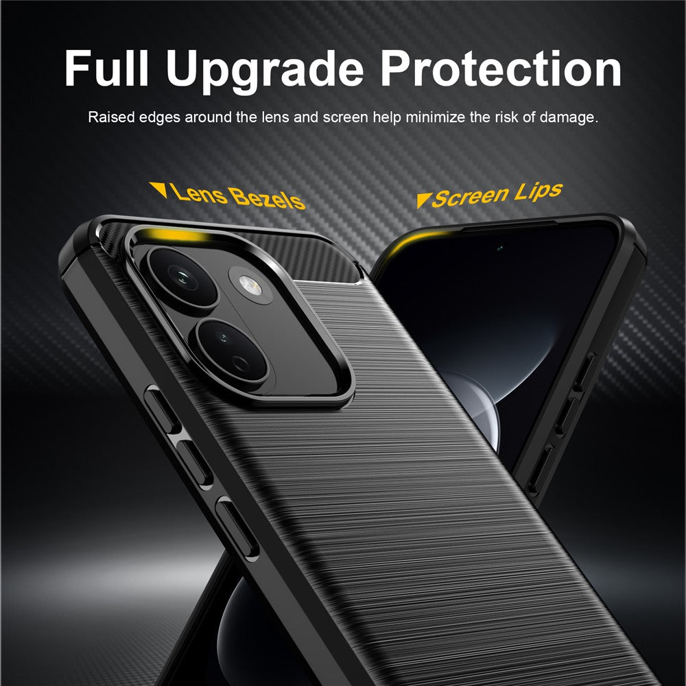 For Xiaomi Redmi Note 17 Pro Max 5G / Note 17 Pro+ 5G TPU Case Protective Phone Cover Carbon Fiber Texture Brushed