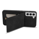 Solid Color Phone Case for Samsung Galaxy S23, Kickstand Design Back Cover RFID Blocking Multiple Card Slots Vertical Flip PU Leather Coated TPU Shell