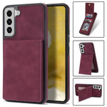 Solid Color Phone Case for Samsung Galaxy S23, Kickstand Design Back Cover RFID Blocking Multiple Card Slots Vertical Flip PU Leather Coated TPU Shell