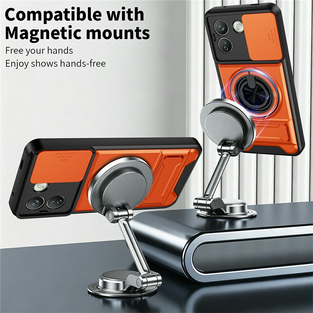 Xiaomi Redmi Note 17 Pro Max 5G Magnetiskt Skal Ringhållare Vikbart Stöd TPU PC mobilskal med Kameralinsreglage