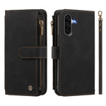Samsung Galaxy A18 4G / A18 5G / A17 4G / A17 5G / A26 5G Läderfodral 9 Kortfack Dragkedja Plånboksfodral med Handledsrem