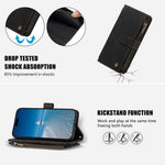 Samsung Galaxy A18 4G / A18 5G / A17 4G / A17 5G / A26 5G Läderfodral 9 Kortfack Dragkedja Plånboksfodral med Handledsrem