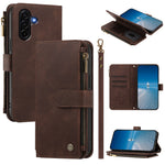 Samsung Galaxy A36 5G / Galaxy A56 5G / Galaxy A37 5G lædercover med 9 kortlommer, lynlås, tegnebogsfunktion og håndledsrem