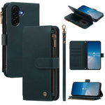 Samsung Galaxy A36 5G / Galaxy A56 5G / Galaxy A37 5G lædercover med 9 kortlommer, lynlås, tegnebogsfunktion og håndledsrem