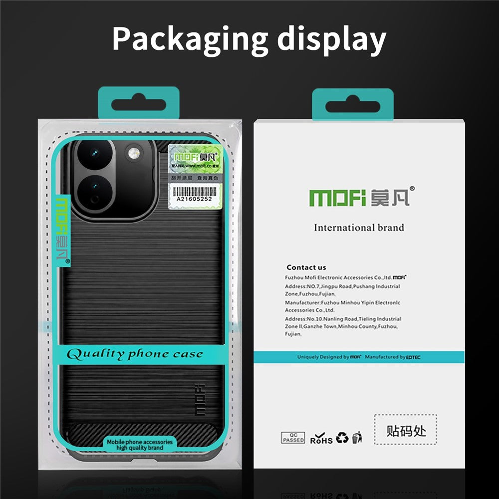 MOFI-bagside til Xiaomi Poco X8 Power 5G / Redmi Note 17 Pro Max 5G / Redmi Note 17 Pro+ 5G med børstet tekstur og kulfiber, blødt TPU-cover