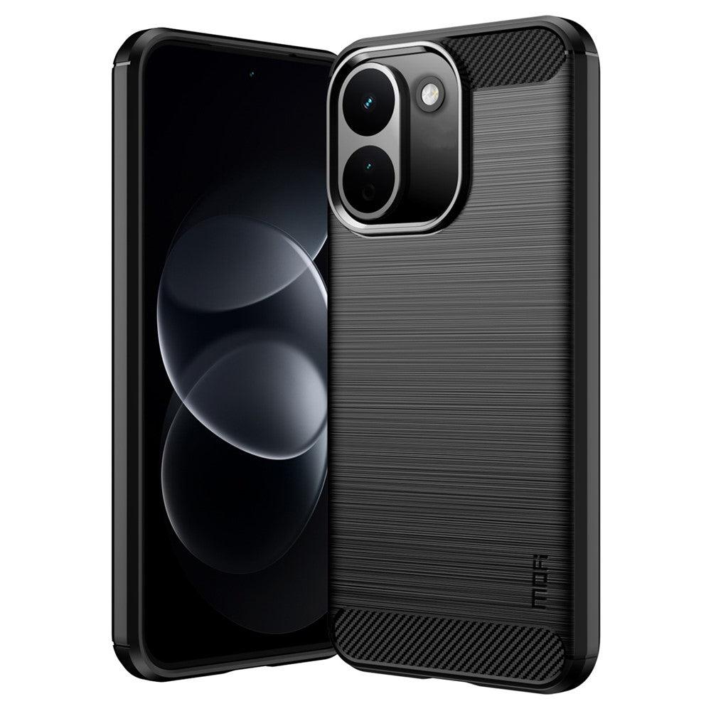 MOFI-bagside til Xiaomi Poco X8 Power 5G / Redmi Note 17 Pro Max 5G / Redmi Note 17 Pro+ 5G med børstet tekstur og kulfiber, blødt TPU-cover