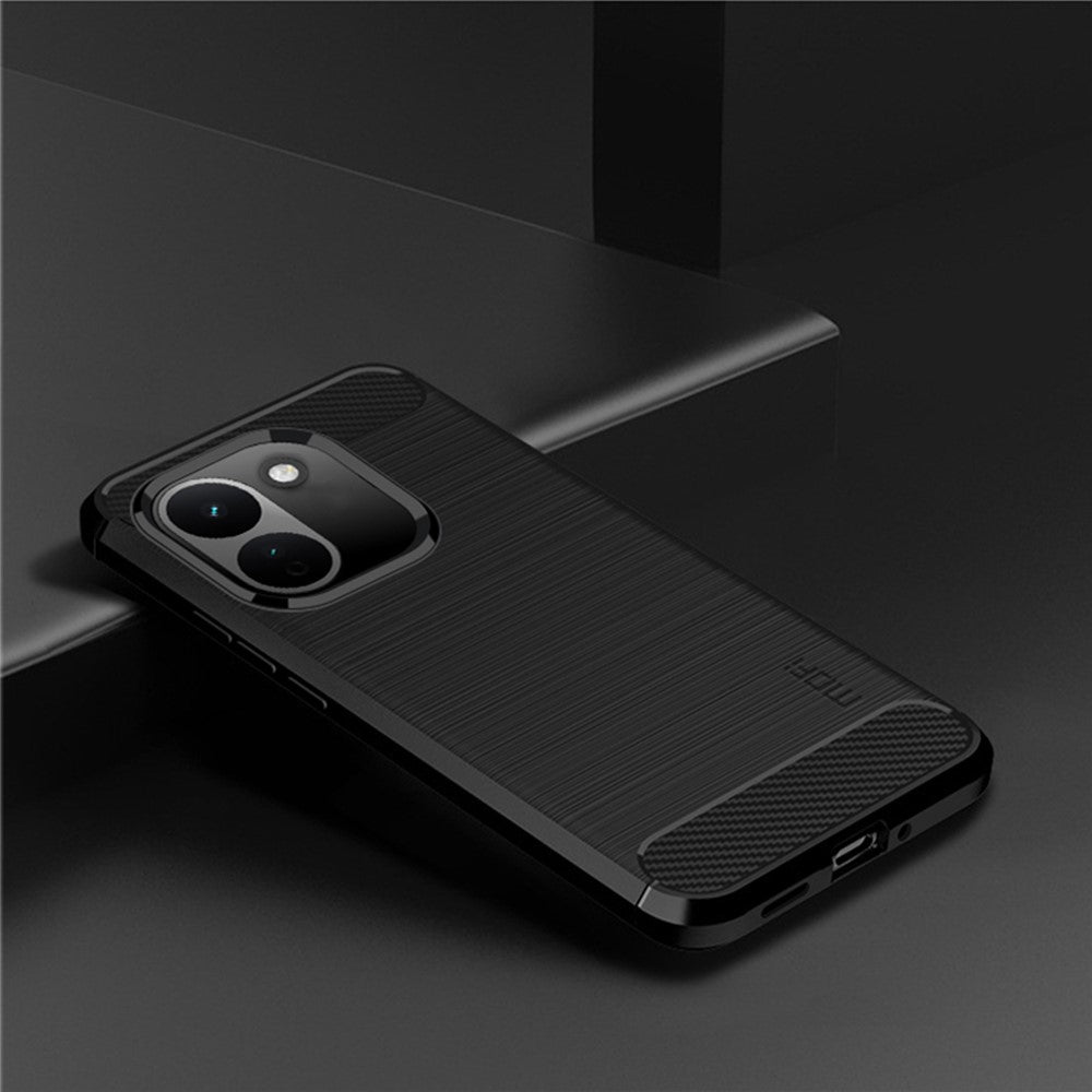 MOFI-bagside til Xiaomi Poco X8 Power 5G / Redmi Note 17 Pro Max 5G / Redmi Note 17 Pro+ 5G med børstet tekstur og kulfiber, blødt TPU-cover