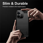 MOFI-bagside til Xiaomi Poco X8 Power 5G / Redmi Note 17 Pro Max 5G / Redmi Note 17 Pro+ 5G med børstet tekstur og kulfiber, blødt TPU-cover