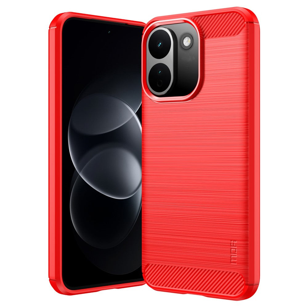 MOFI Baksida för Xiaomi Poco X8 Power 5G / Redmi Note 17 Pro Max 5G / Redmi Note 17 Pro+ 5G Borstad Textur Kolfiber Mjukt TPU-skal