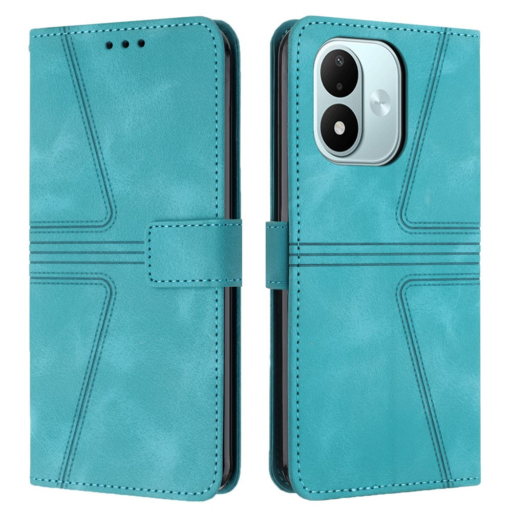 Mobilcover til Xiaomi Redmi Note 17 4G (Global) / Note 17 5G (Global) / Note 17 (Indien/Kina) 5G, ridsefast pungcover i PU-læder med trekantprægning