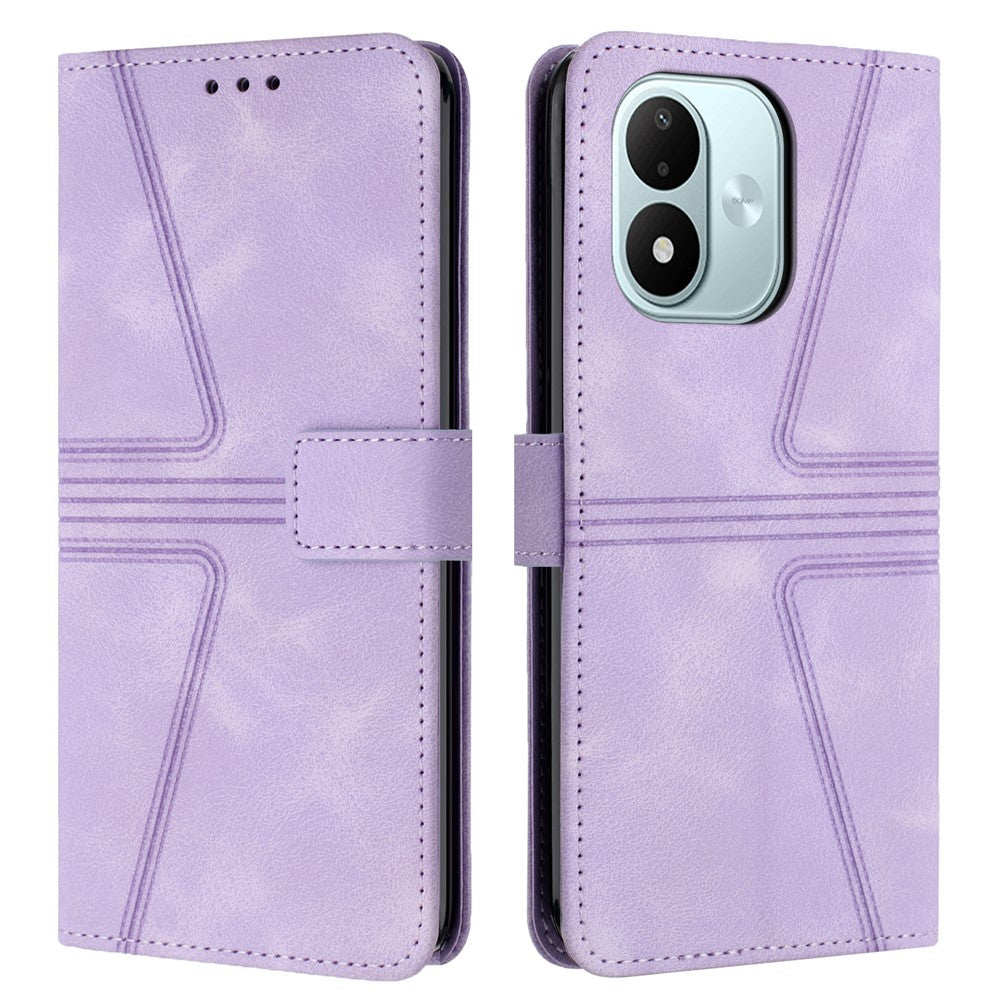 Mobilcover til Xiaomi Redmi Note 17 4G (Global) / Note 17 5G (Global) / Note 17 (Indien/Kina) 5G, ridsefast pungcover i PU-læder med trekantprægning