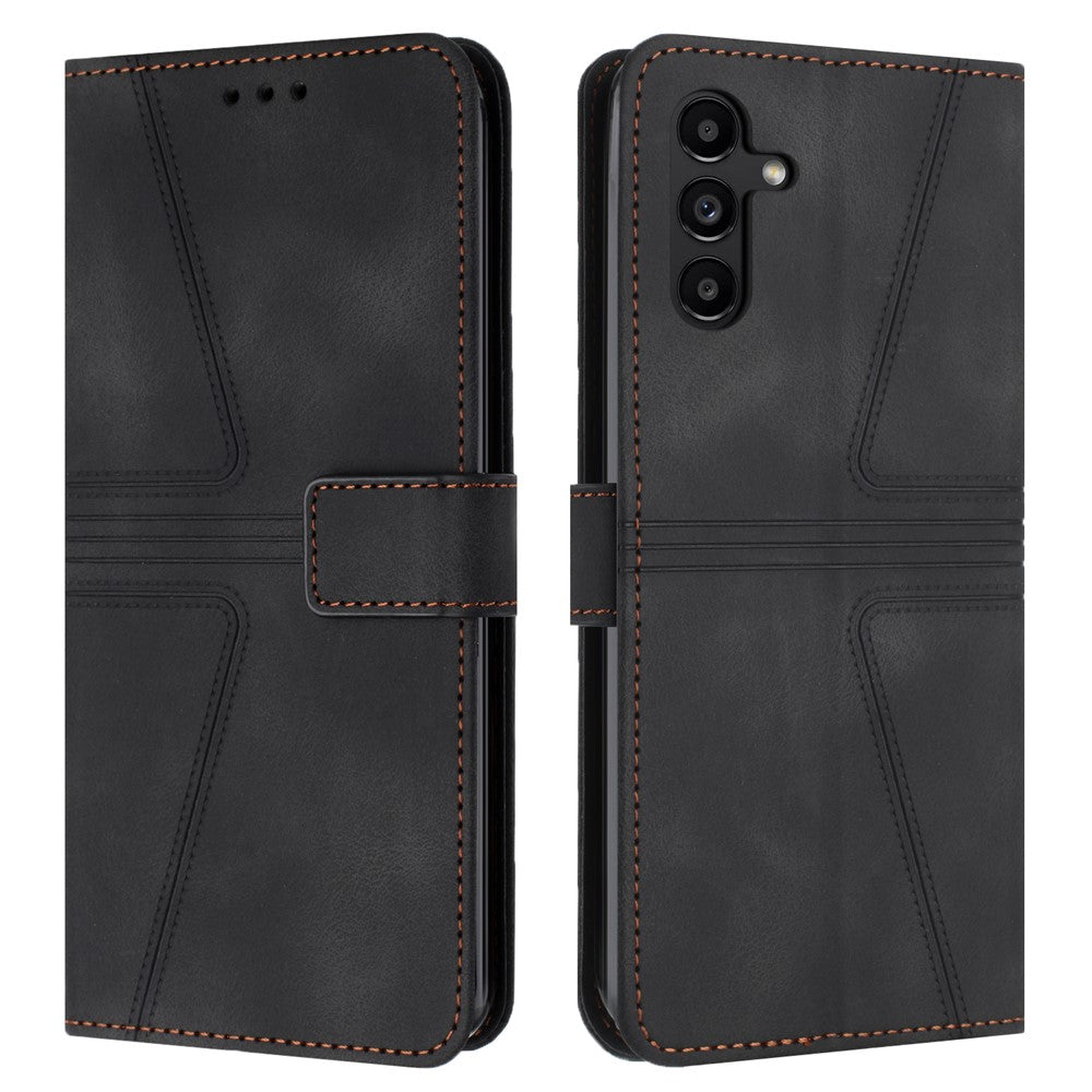 Samsung Galaxy S26 FE-skal med triangeltryck, reptåligt PU-läder, plånboksfodral