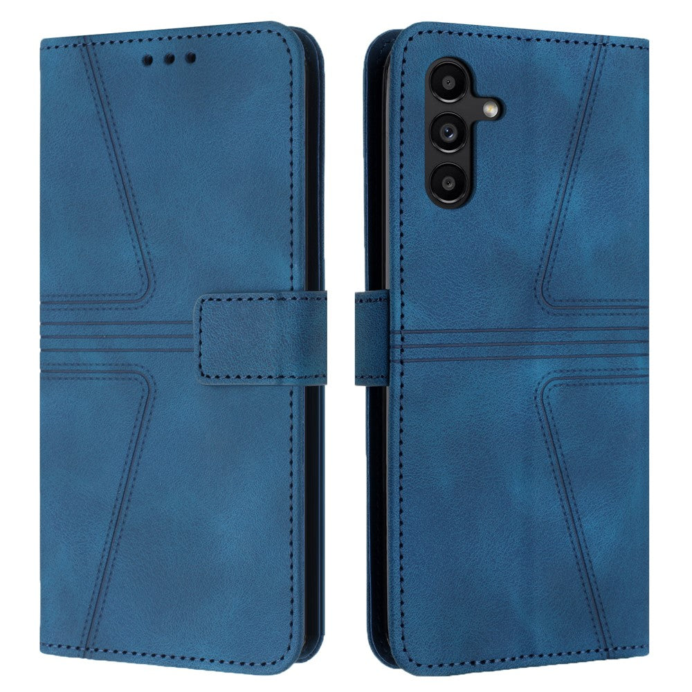Samsung Galaxy S26 FE-skal med triangeltryck, reptåligt PU-läder, plånboksfodral
