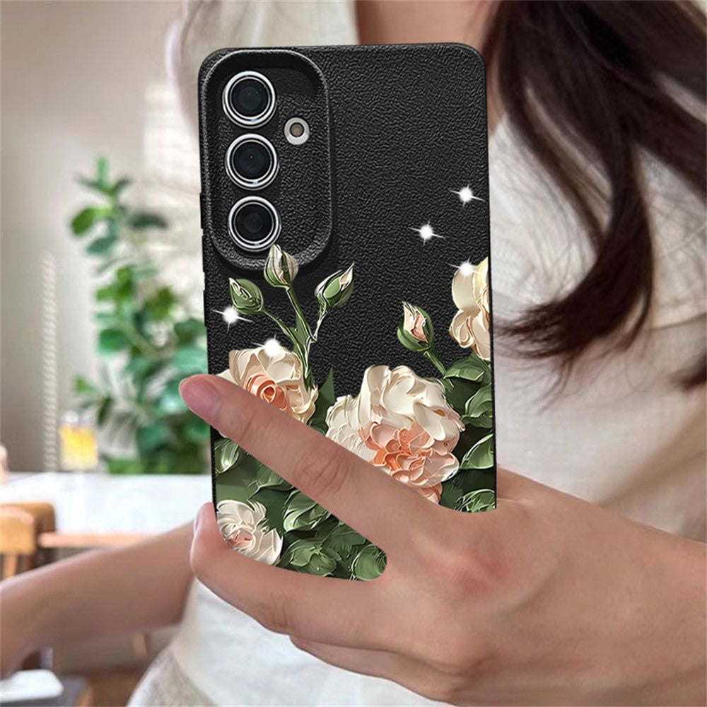 Samsung Galaxy A17 4G / A17 5G Skal Oljemålning Rosdesign Mjukt TPU Halkfritt mobilskal - Antikvit