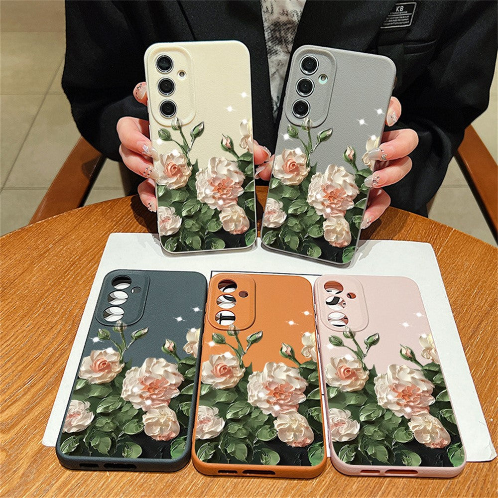 Samsung Galaxy A17 4G / A17 5G Skal Oljemålning Rosdesign Mjukt TPU Halkfritt mobilskal - Antikvit