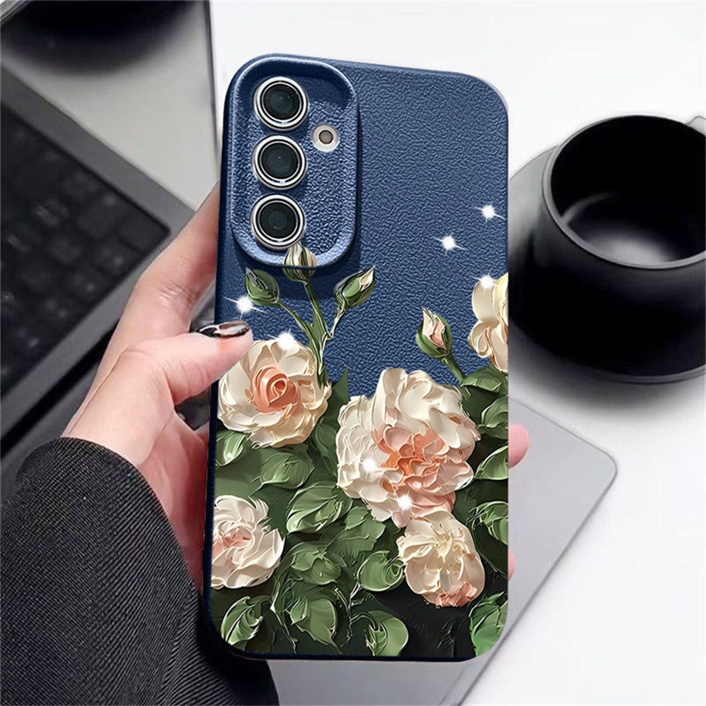 Samsung Galaxy A17 4G / A17 5G Skal Oljemålning Rosdesign Mjukt TPU Halkfritt mobilskal - Antikvit
