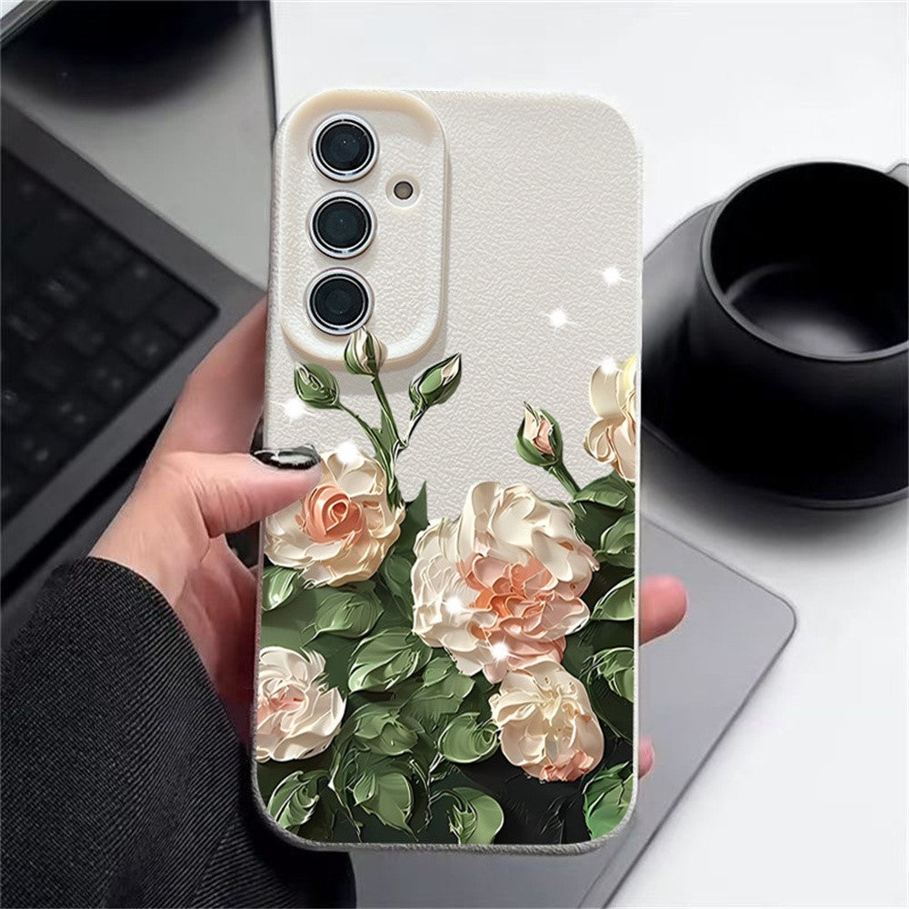 Samsung Galaxy A37 5G-skal med oljemålning och rosdesign, mjukt halksäkert TPU-mobilskal