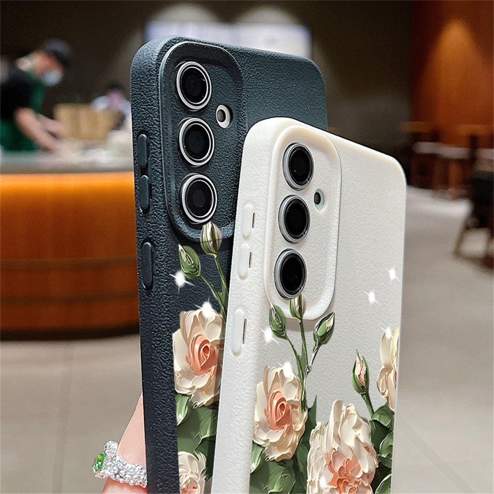 Samsung Galaxy A37 5G-skal med oljemålning och rosdesign, mjukt halksäkert TPU-mobilskal
