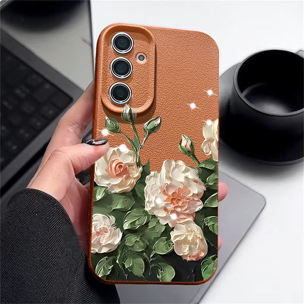 Samsung Galaxy A37 5G-skal med oljemålning och rosdesign, mjukt halksäkert TPU-mobilskal
