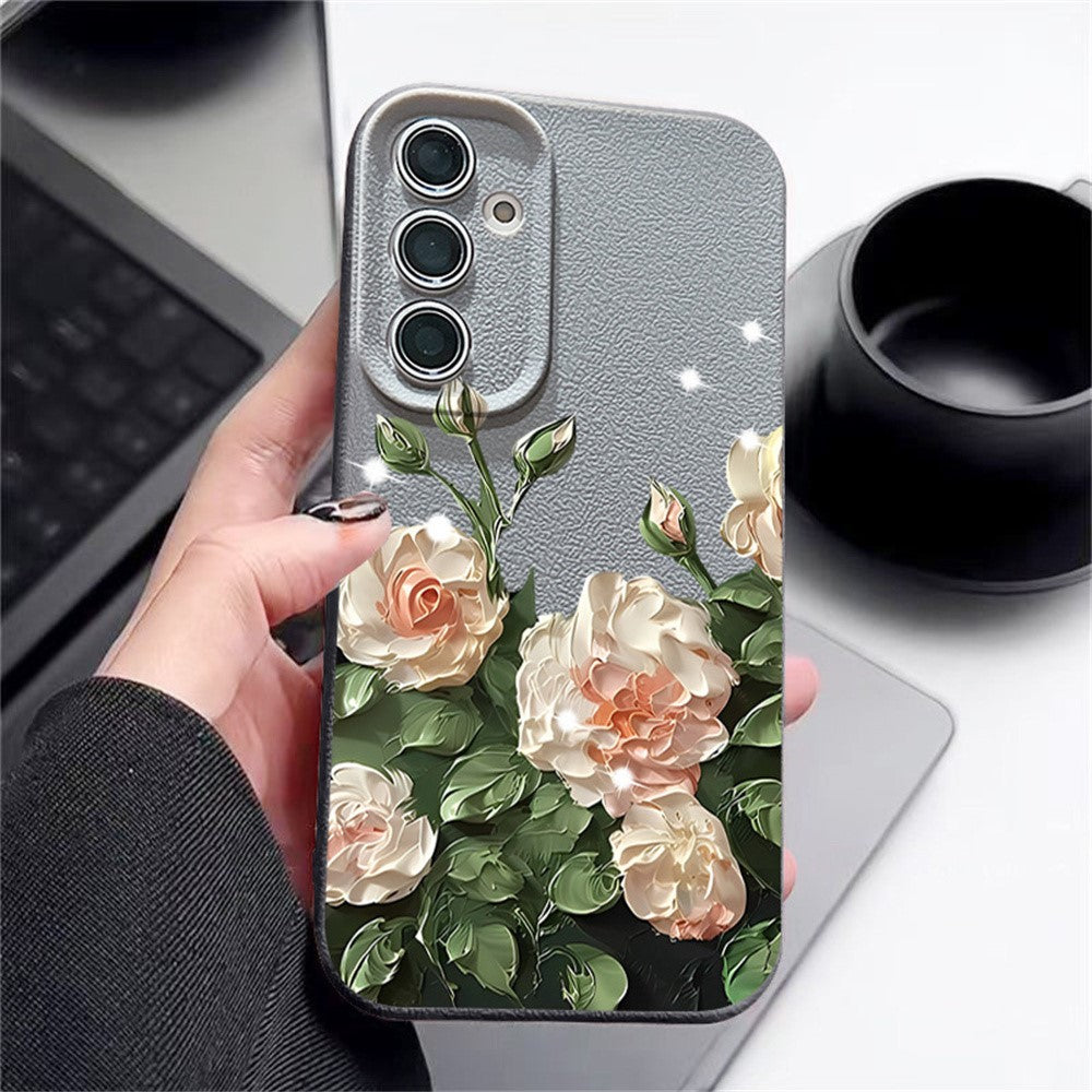 Samsung Galaxy A37 5G-skal med oljemålning och rosdesign, mjukt halksäkert TPU-mobilskal