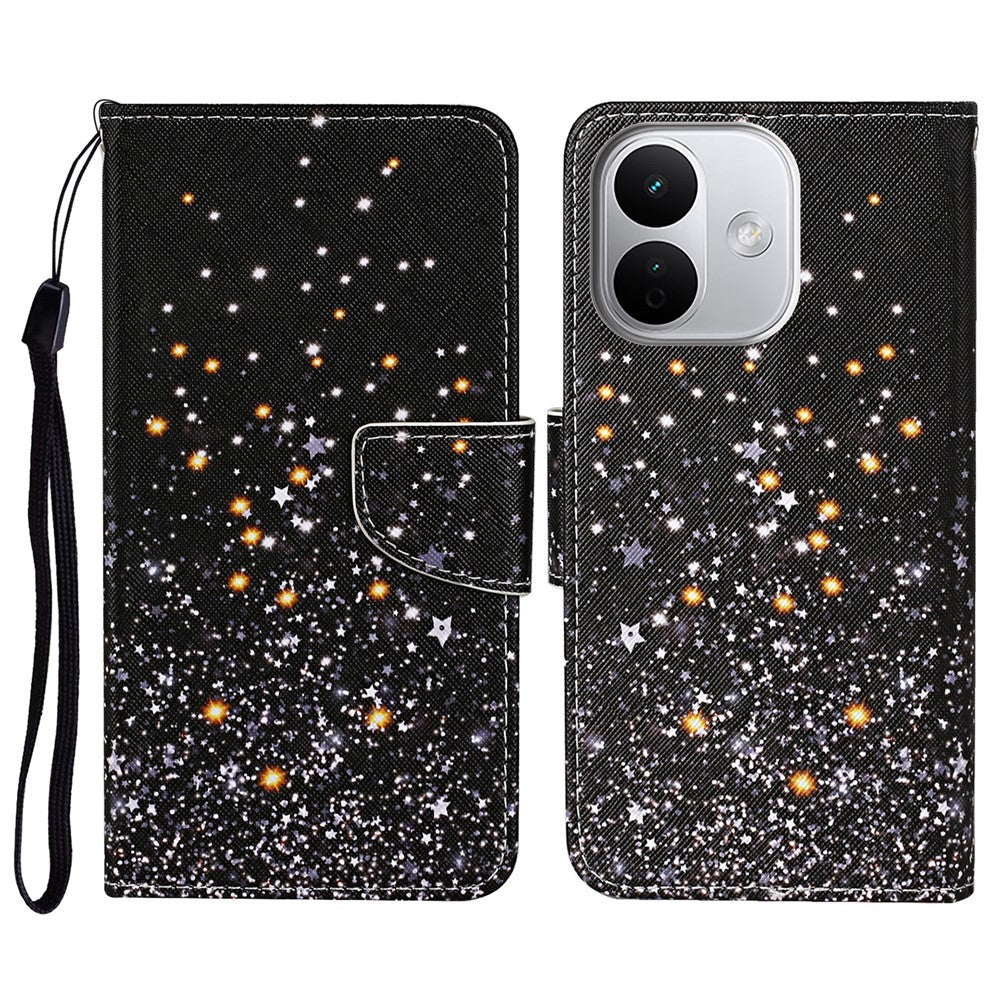 Protective Case for Xiaomi Redmi Note 17 Pro 5G / Note 17 Pro+ 5G / Note 17 Pro Max 5G , Pattern Printing Leather Folio Phone Cover with Wrist Strap