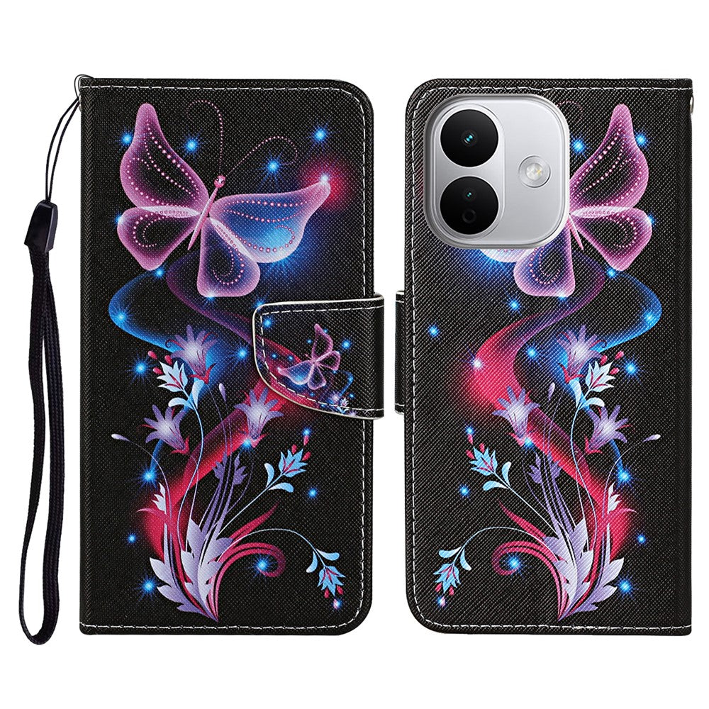 Skyddsfodral för Xiaomi Redmi Note 17 Pro 5G / Note 17 Pro+ 5G / Note 17 Pro Max 5G, mönstertryckt läderfodral med handledsrem