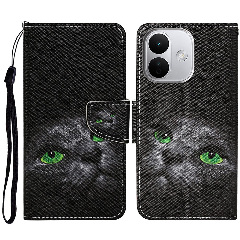Protective Case for Xiaomi Redmi Note 17 Pro 5G / Note 17 Pro+ 5G / Note 17 Pro Max 5G , Pattern Printing Leather Folio Phone Cover with Wrist Strap