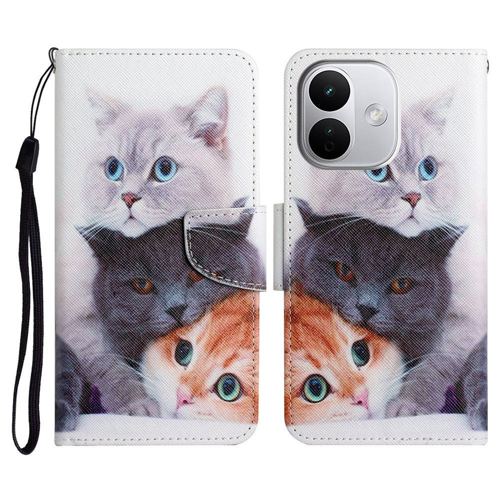 Protective Case for Xiaomi Redmi Note 17 Pro 5G / Note 17 Pro+ 5G / Note 17 Pro Max 5G , Pattern Printing Leather Folio Phone Cover with Wrist Strap