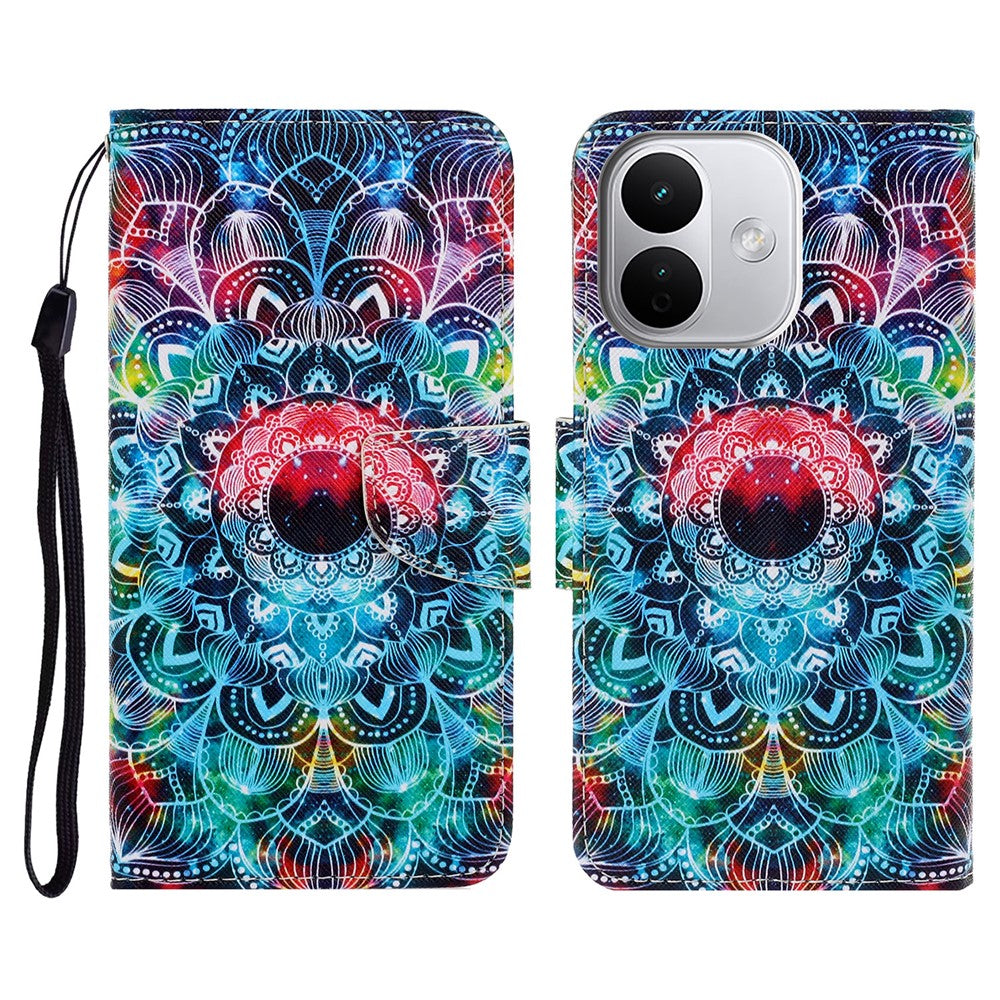 Skyddsfodral för Xiaomi Redmi Note 17 Pro 5G / Note 17 Pro+ 5G / Note 17 Pro Max 5G, mönstertryckt läderfodral med handledsrem