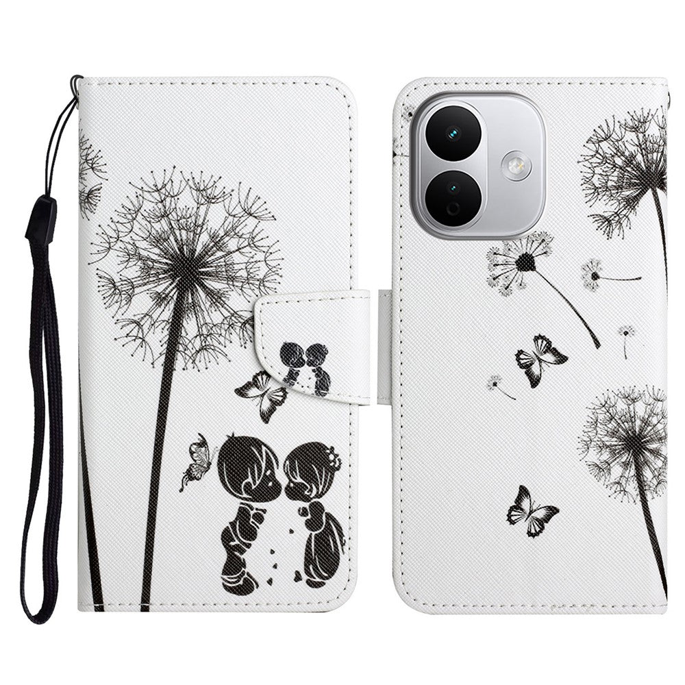 Skyddsfodral för Xiaomi Redmi Note 17 Pro 5G / Note 17 Pro+ 5G / Note 17 Pro Max 5G, mönstertryckt läderfodral med handledsrem