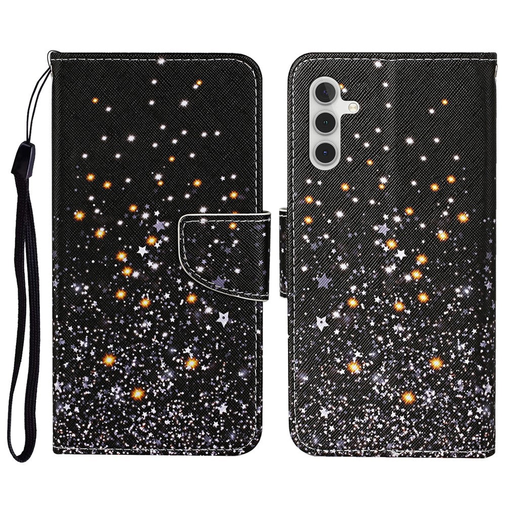 Samsung Galaxy S26 FE-skal Mönstertryck Skyddande Läder Folio mobilskal med Handledsrem