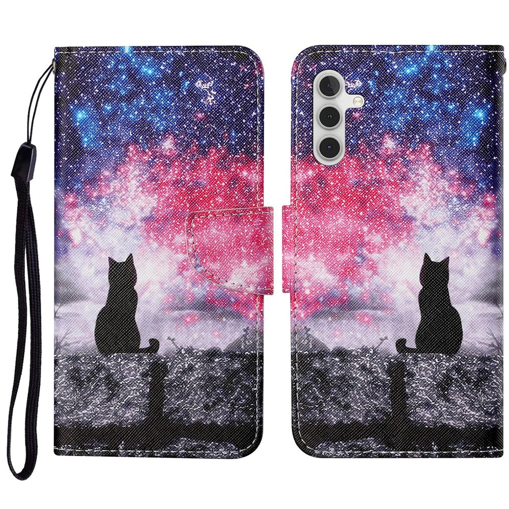 Samsung Galaxy S26 FE-skal Mönstertryck Skyddande Läder Folio mobilskal med Handledsrem